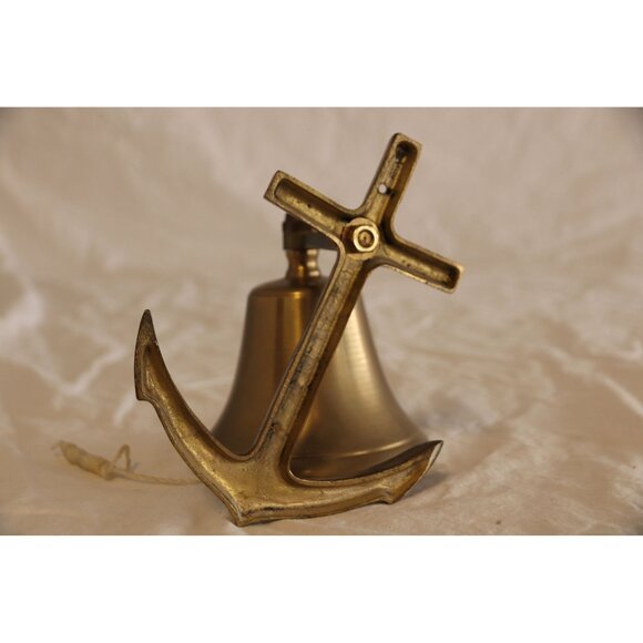 Vintage Solid Brass Anchor Door Knocker Bell Mid Century 1970's - Picture 4 of 8
